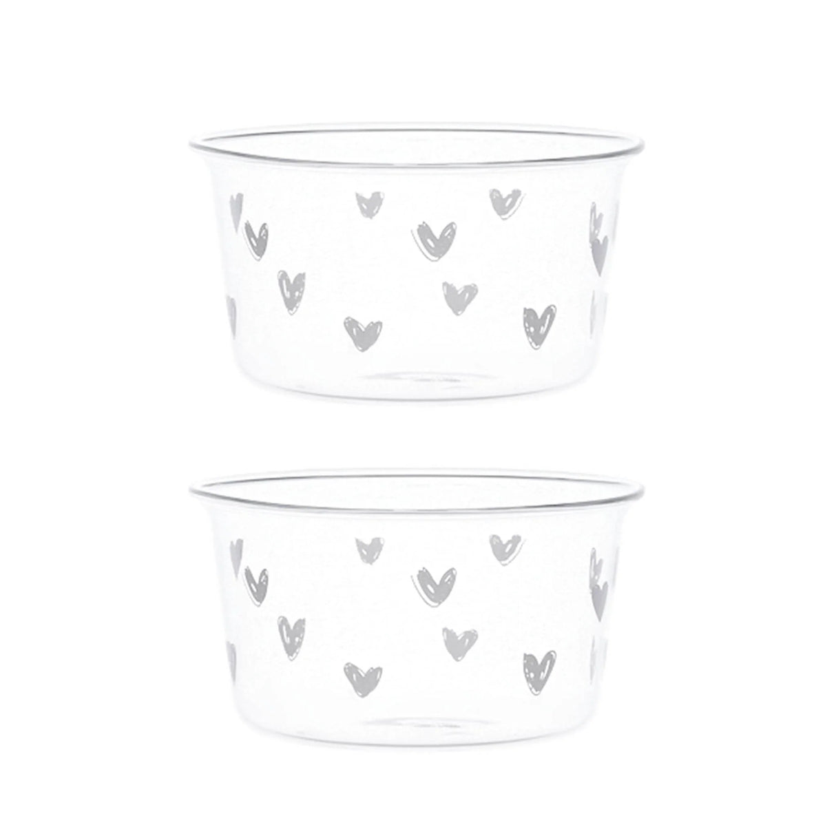 Set 2 Coppette in Vetro Borosilicato Serigrafata - Tappezzeria Cuori