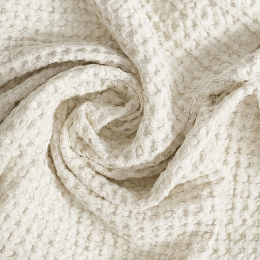 Coppia Nido d'Ape Stonewashed con Bordo in Lino - Jaspy