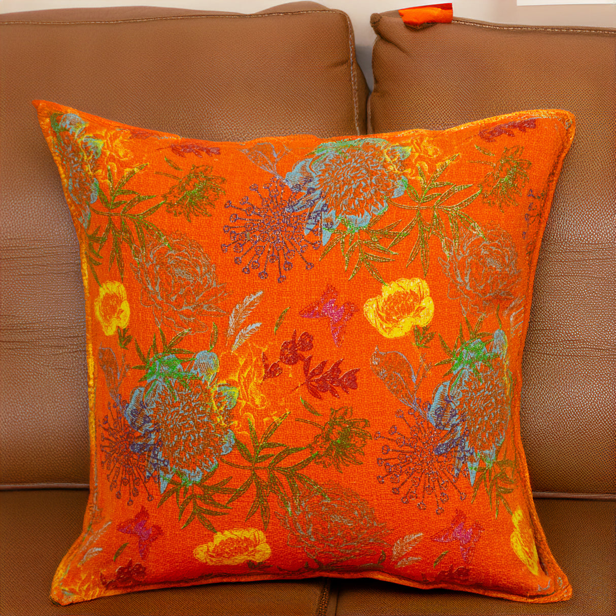 Copricuscino in Puro Cotone Fantasia Floreale - Peonia