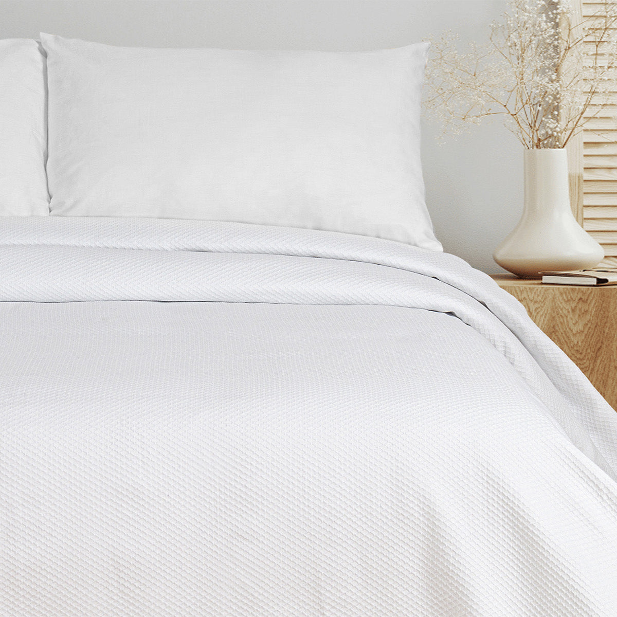 Copriletto in Cotone con Fantasia Jacquard - Honey