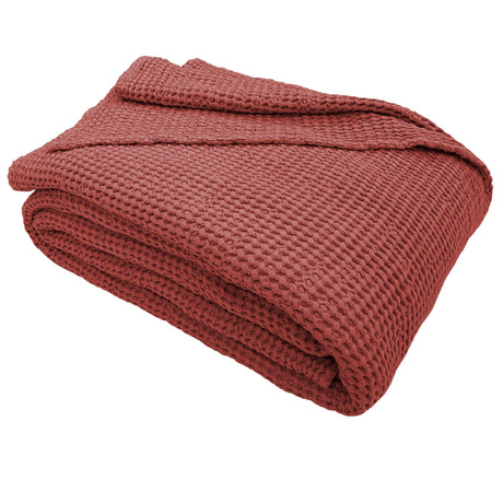 Copriletto di Cotone a Nido d'Ape StoneWashed No Stiro - Anthony Copriletto Bianca Singolo Coral