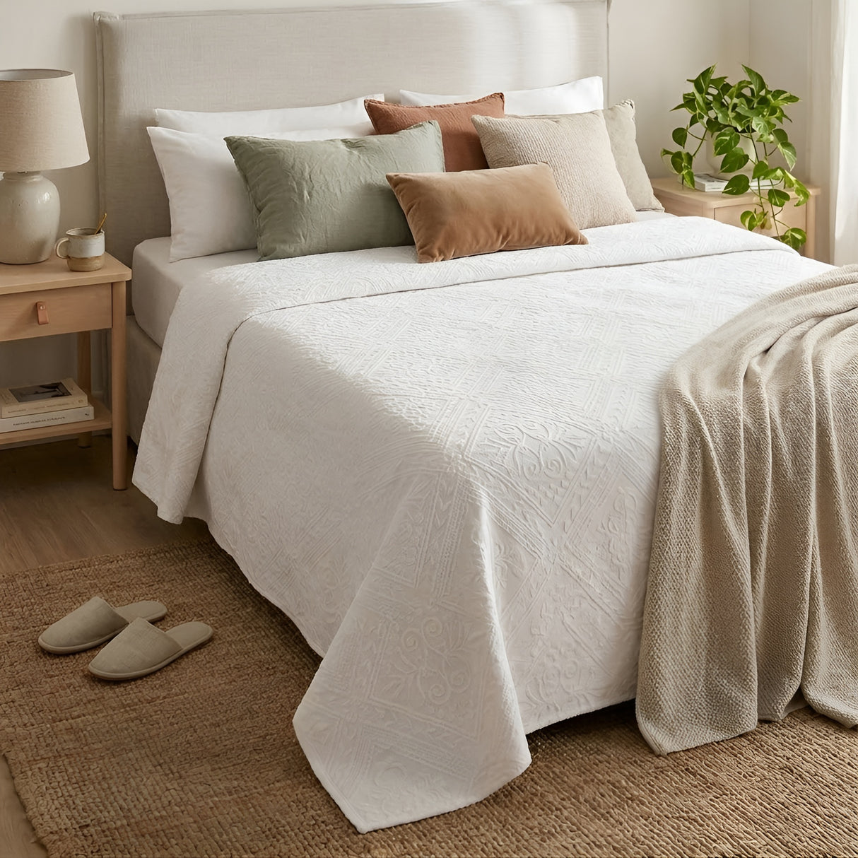 Copriletto in Puro Cotone con Fantasia Jacquard - Arbatax