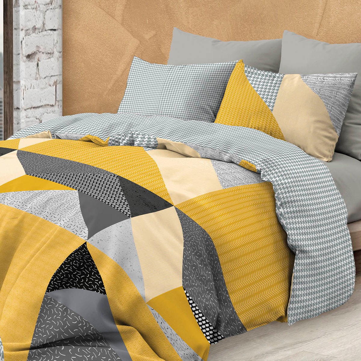 Parure Copripiumino in Puro Cotone con Stampa - Astratto