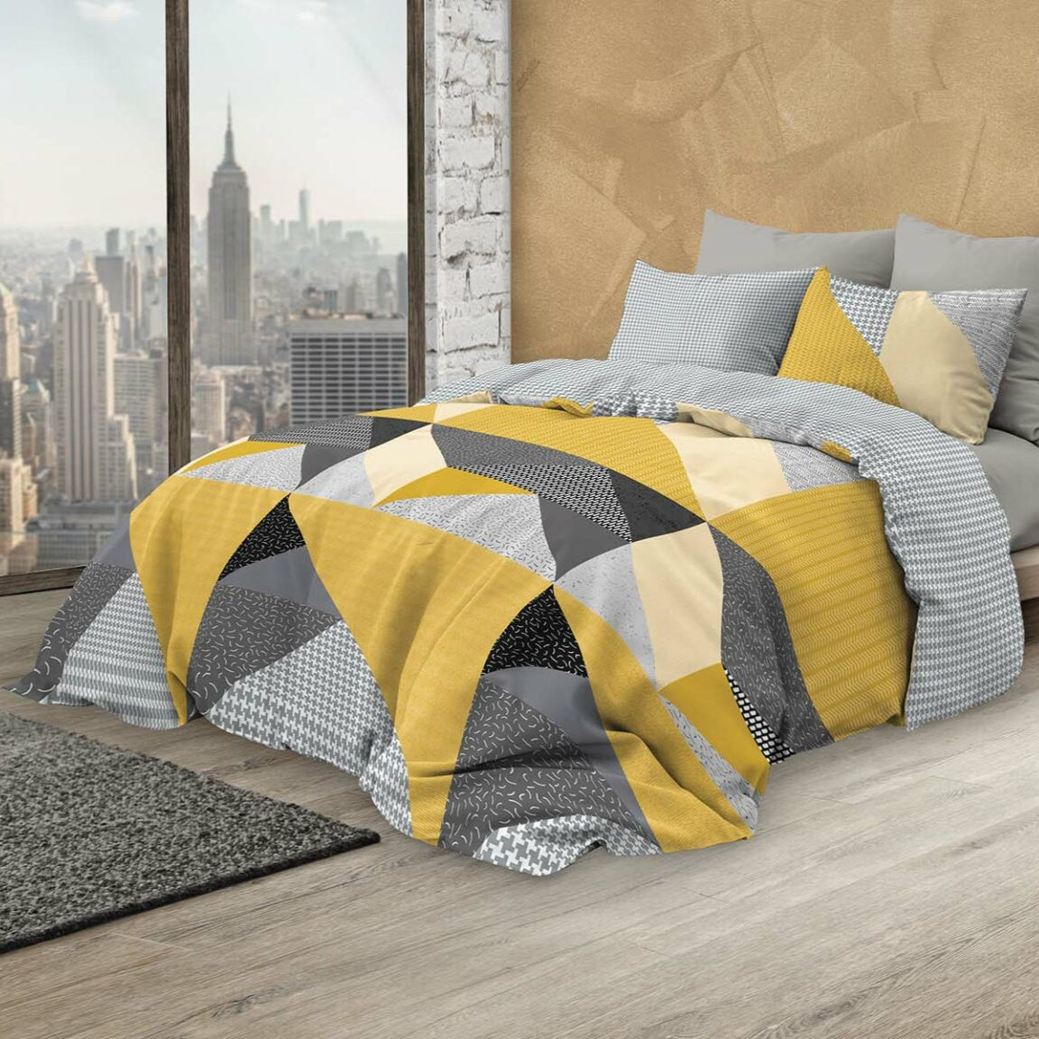 Parure Copripiumino in Puro Cotone con Stampa - Astratto