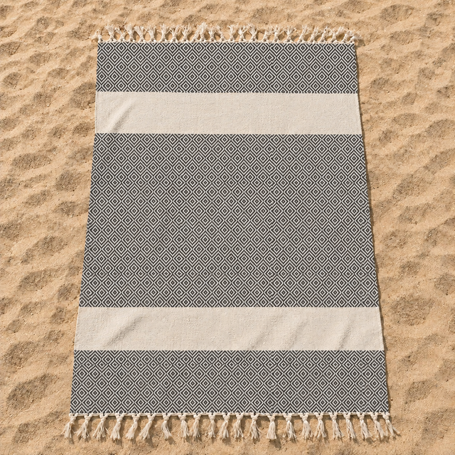 Telo Mare in Fouta di Puro Cotone Geometrico - Corfù