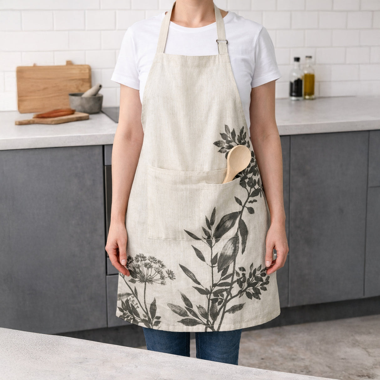 Grembiule in Puro Cotone Fantasia Floreale - Isam