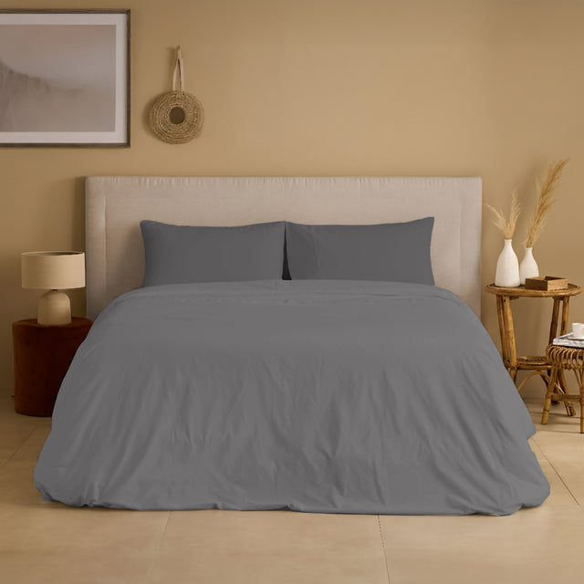 Completo Copripiumino Cotone e Lino StoneWashed No Stiro - Loira