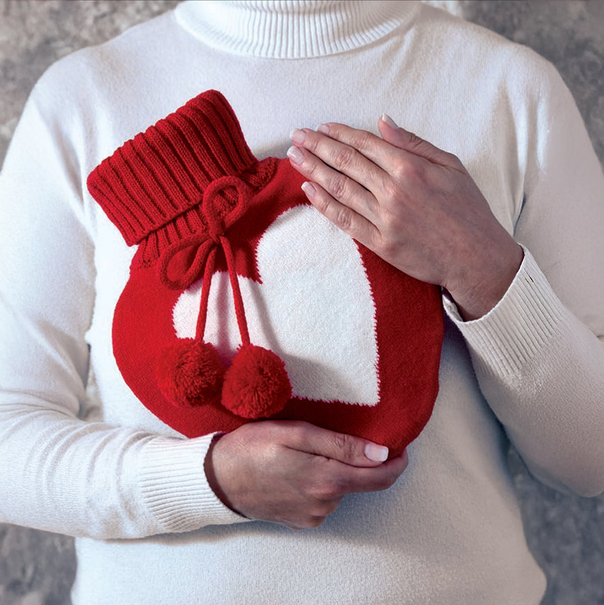 Borsa dell'acqua calda in Pile con Cuore Jacquard - Heart