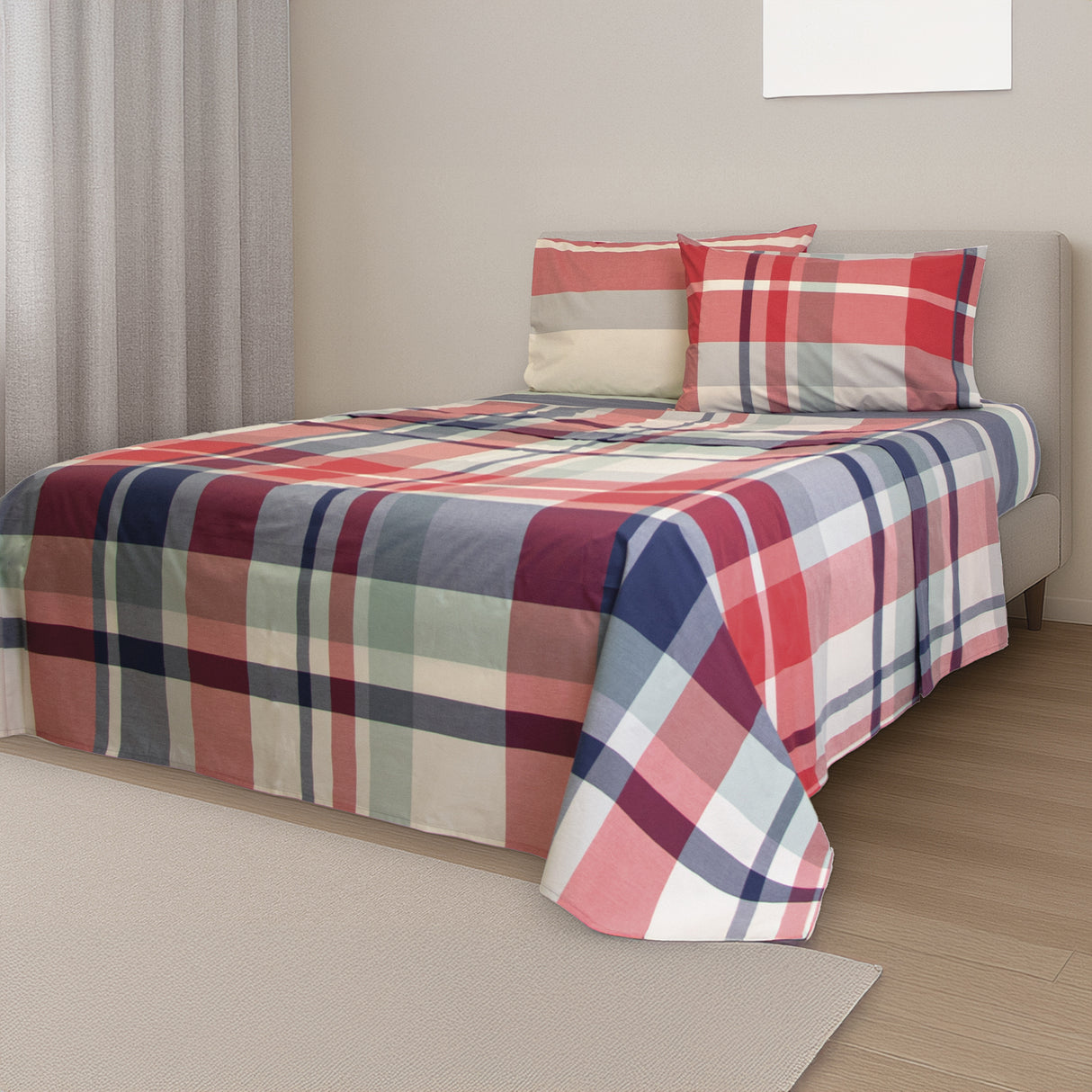 Completo Lenzuola in Percalle di Puro Cotone Tinto in Filo - Galway