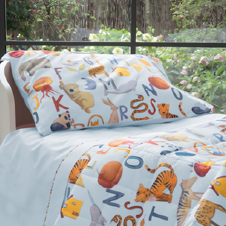 Completo Lenzuoline per Lettino in Percalle di Cotone - Alfabeto