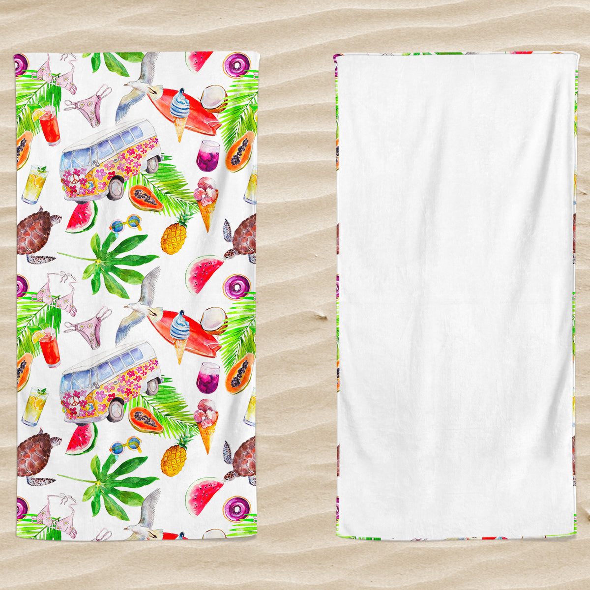 Telo Mare in Microvelour Stampa Doubleface - Fruits