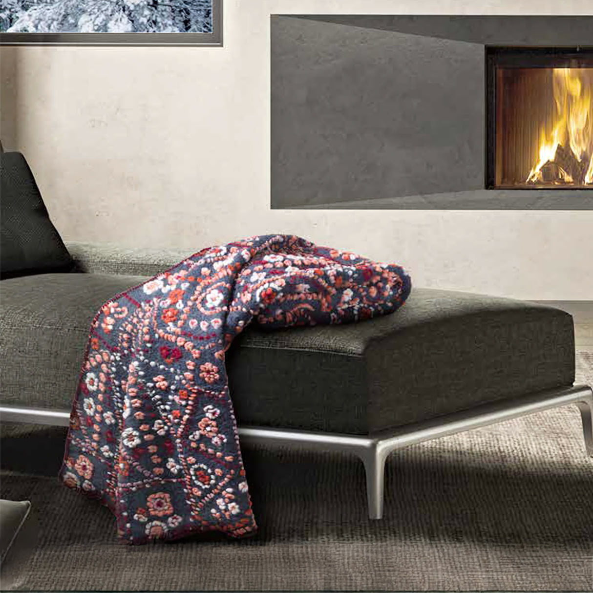 Plaid in Lana Cotta Fantasia con Rifinitura Punto Cavallo - Mosaico