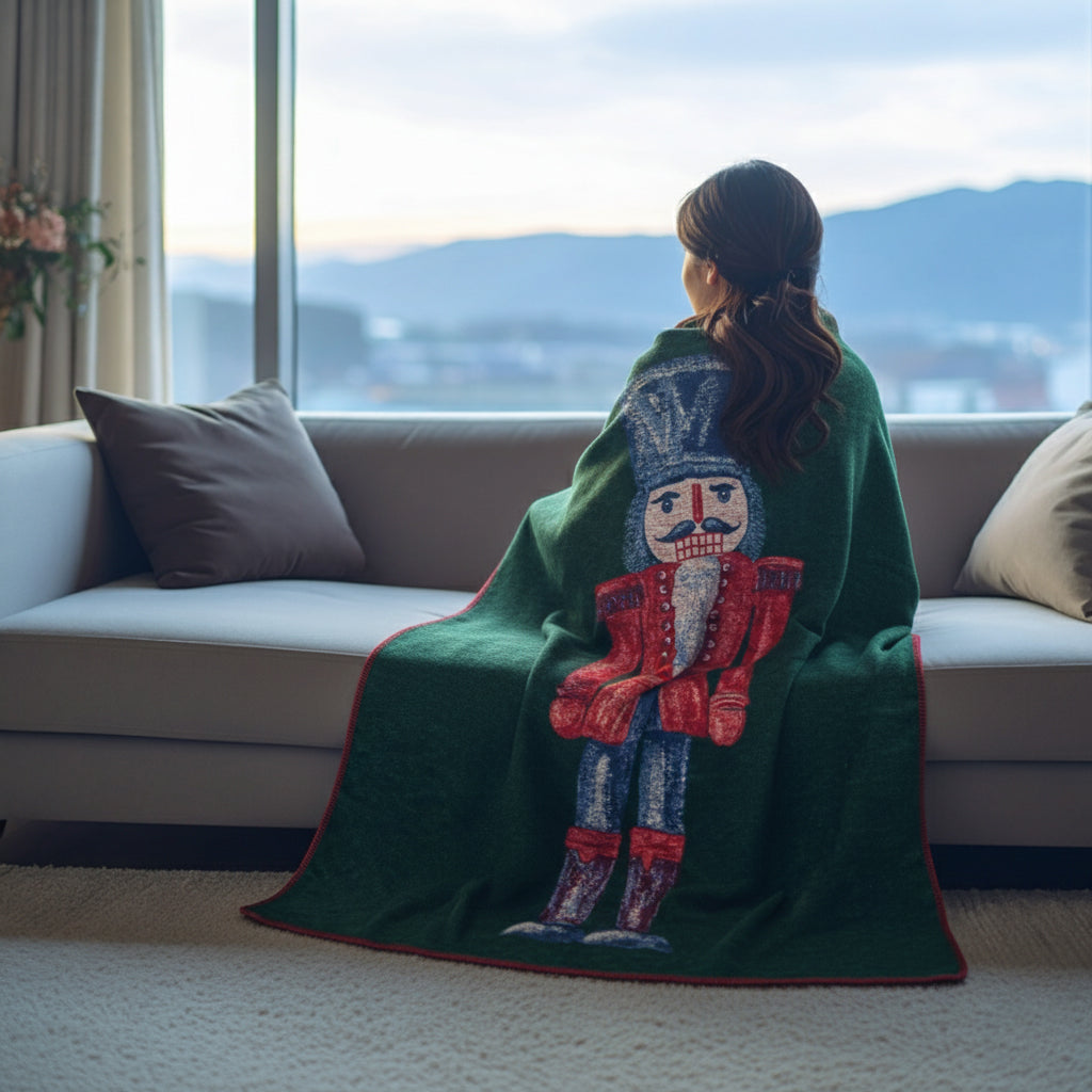 Plaid in Lana Cotta con Schiaccianoci - Nutcracker