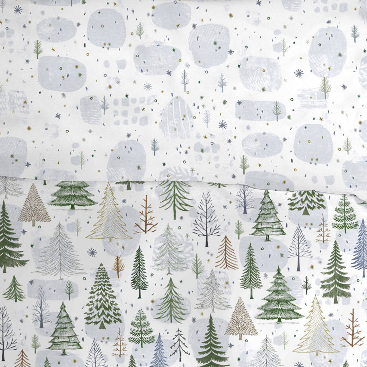 Parure Copripiumino in Percalle di Cotone Doubleface Fantasia Abeti - Nuuksio