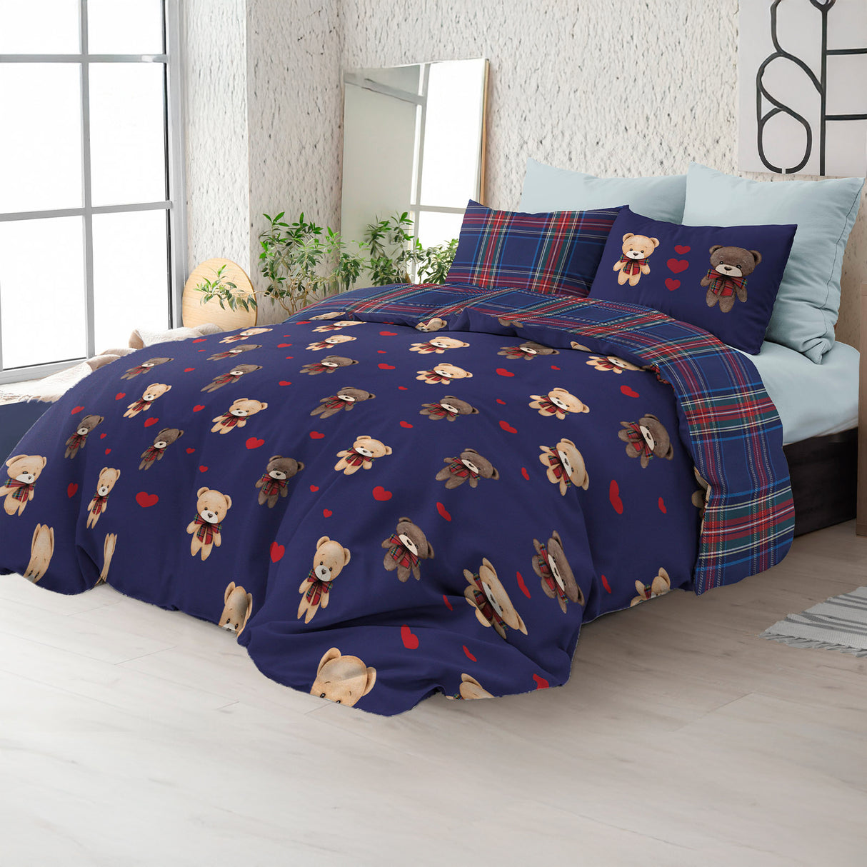 Parure Copripiumino in Puro Cotone con Stampa - Orsacchiotti