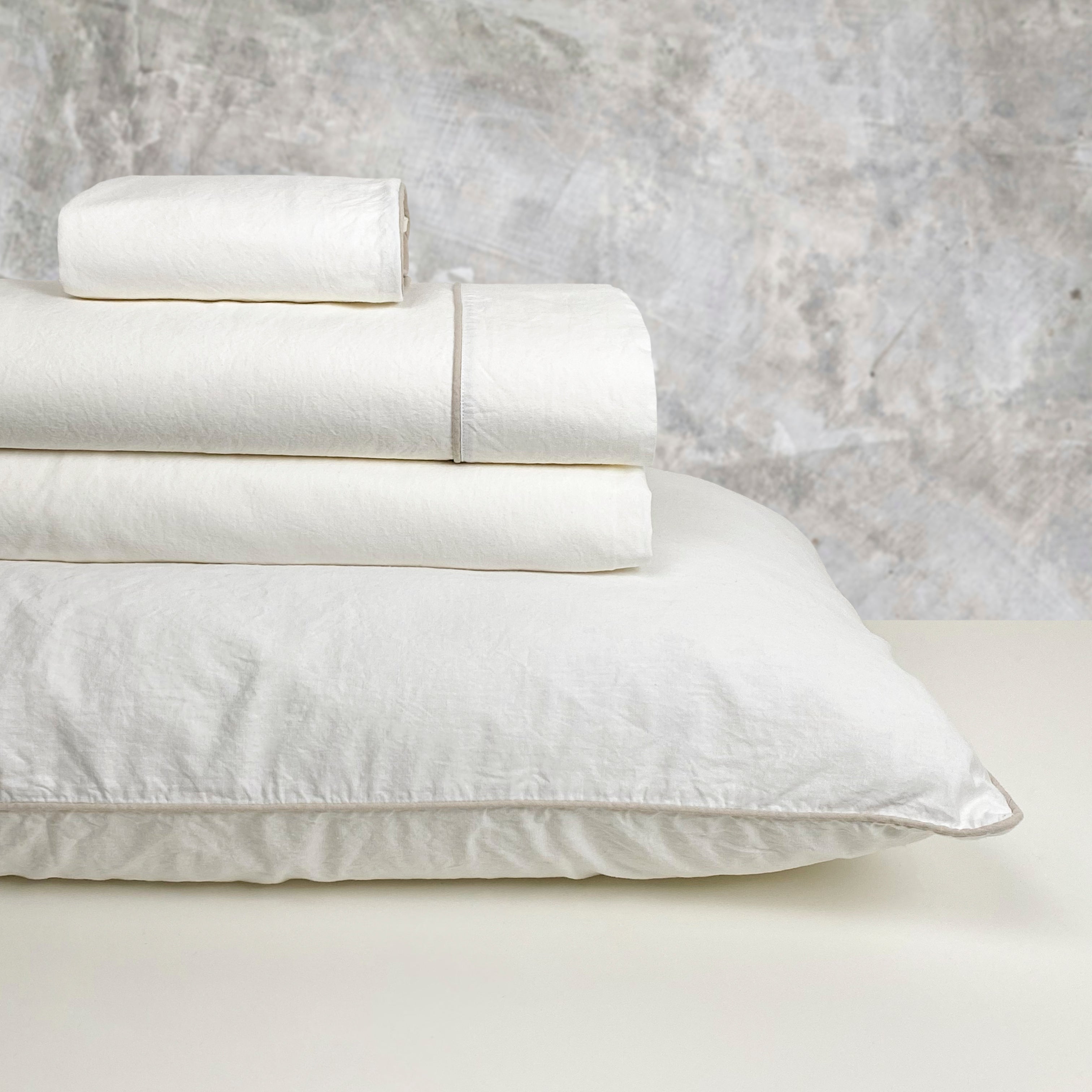 Completo Lenzuola in Percalle di Cotone Stonewashed - Volterra