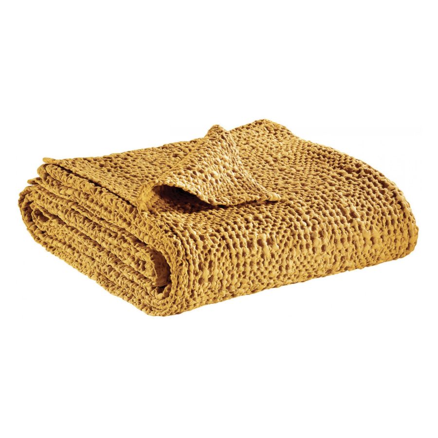 Copriletto a Nido D'Ape Irregolare StoneWashed in Cotone Tinta Unita - Tana