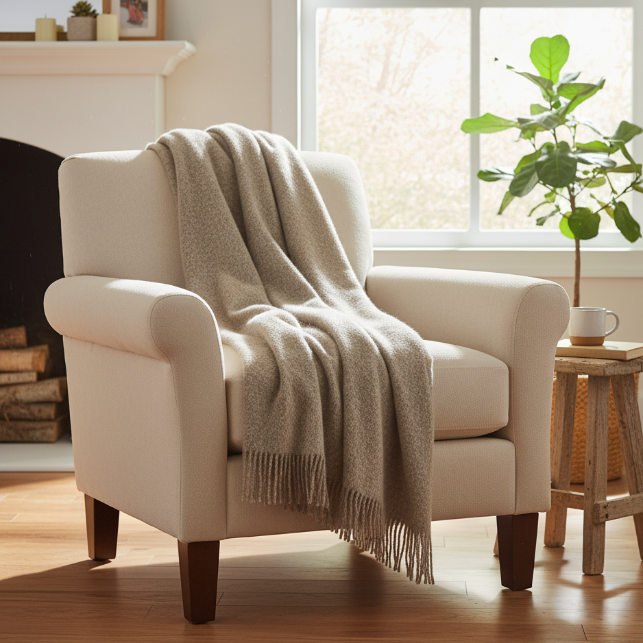 Plaid in Lana Vergine Tinta Unita - Unito