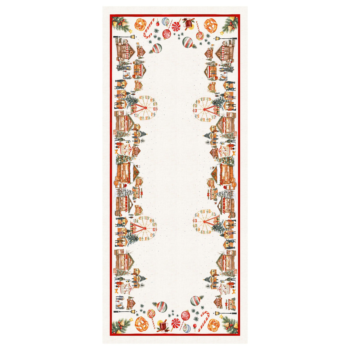 Runner in Puro Cotone Fantasia Natalizia - Christmas Village