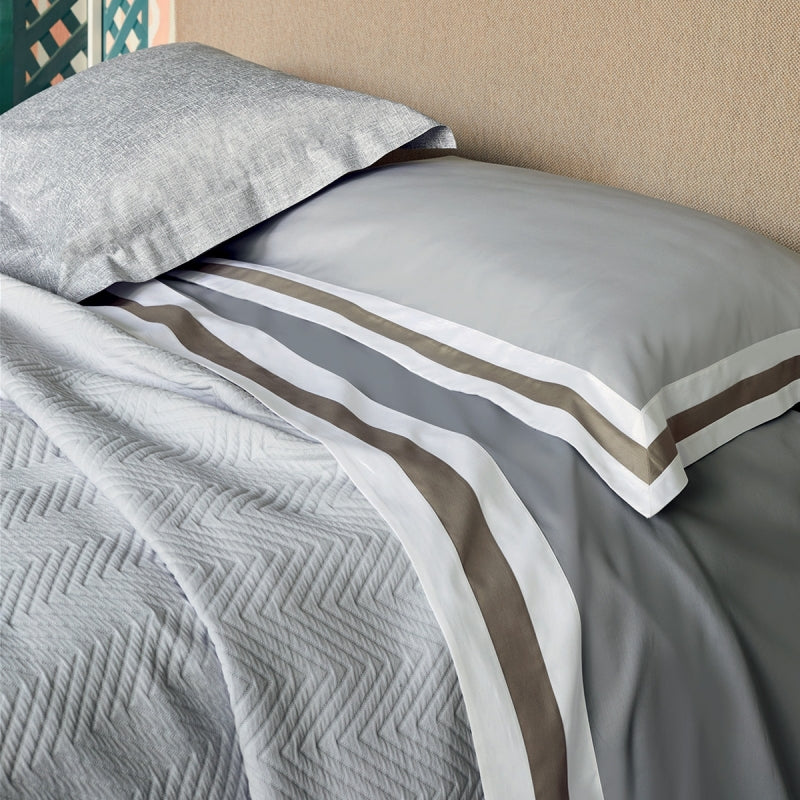 Completo Lenzuola in Raso Di Cotone Tinta Unita - Sentieri