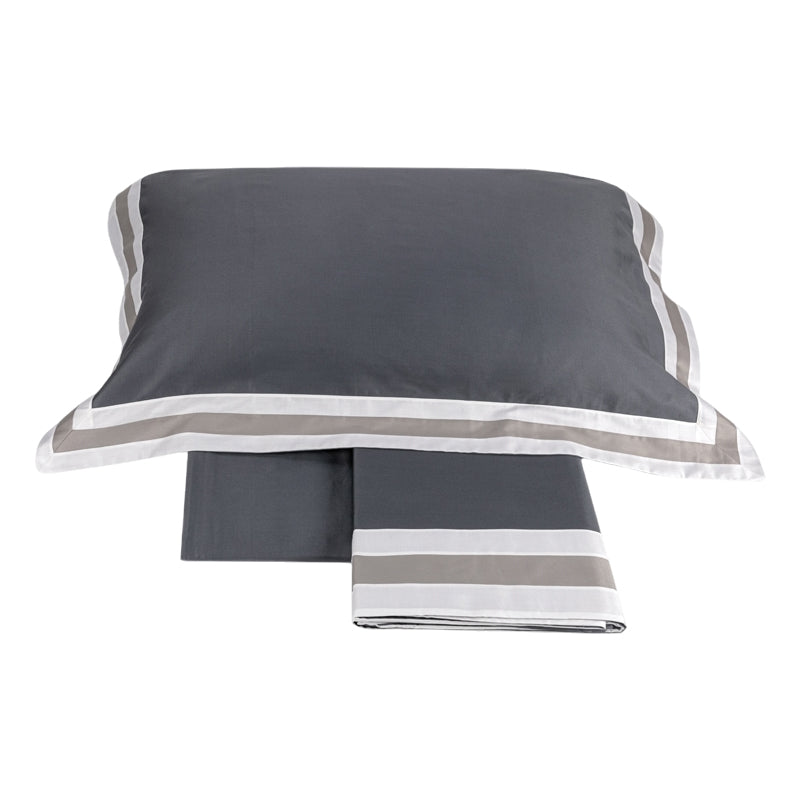 Completo Lenzuola in Raso Di Cotone Tinta Unita - Sentieri