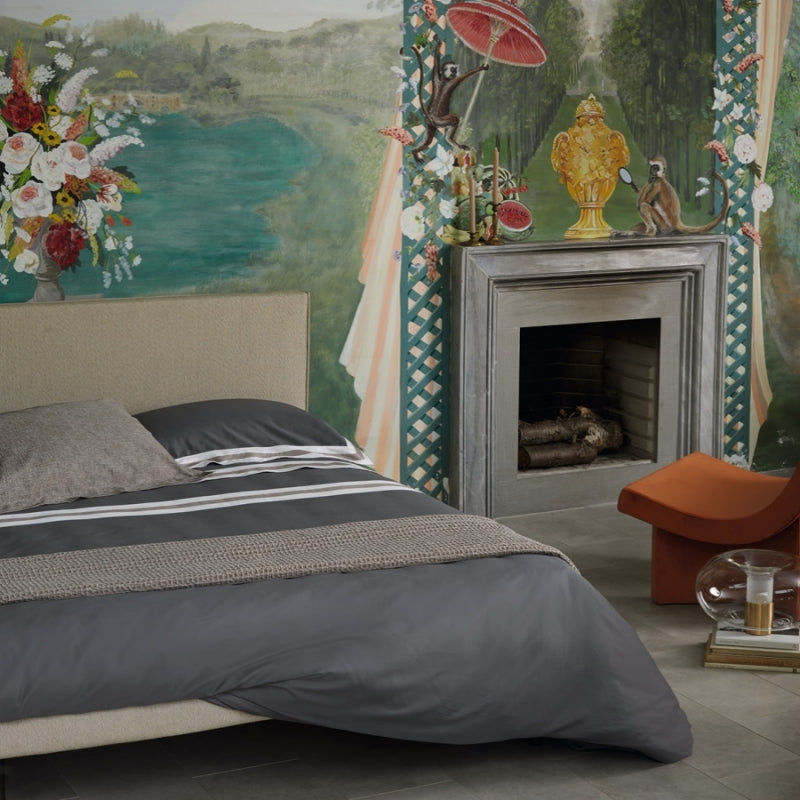 Completo Lenzuola in Raso Di Cotone Tinta Unita - Sentieri