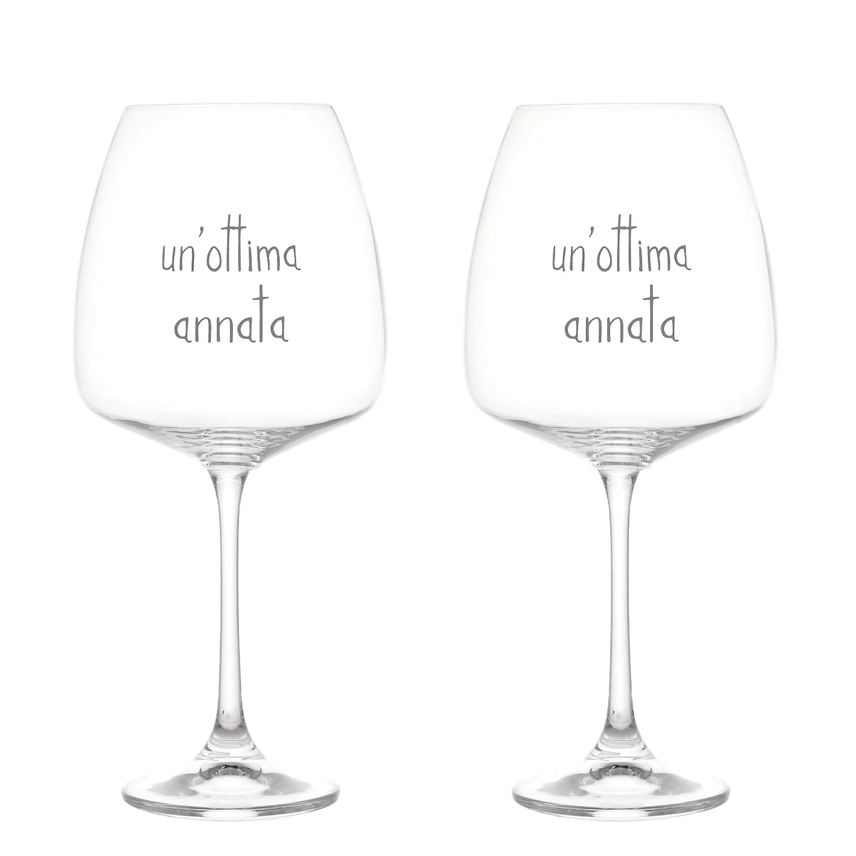 Set 2 Calici Vino in Vetro Serigrafati - Un'Ottima Annata