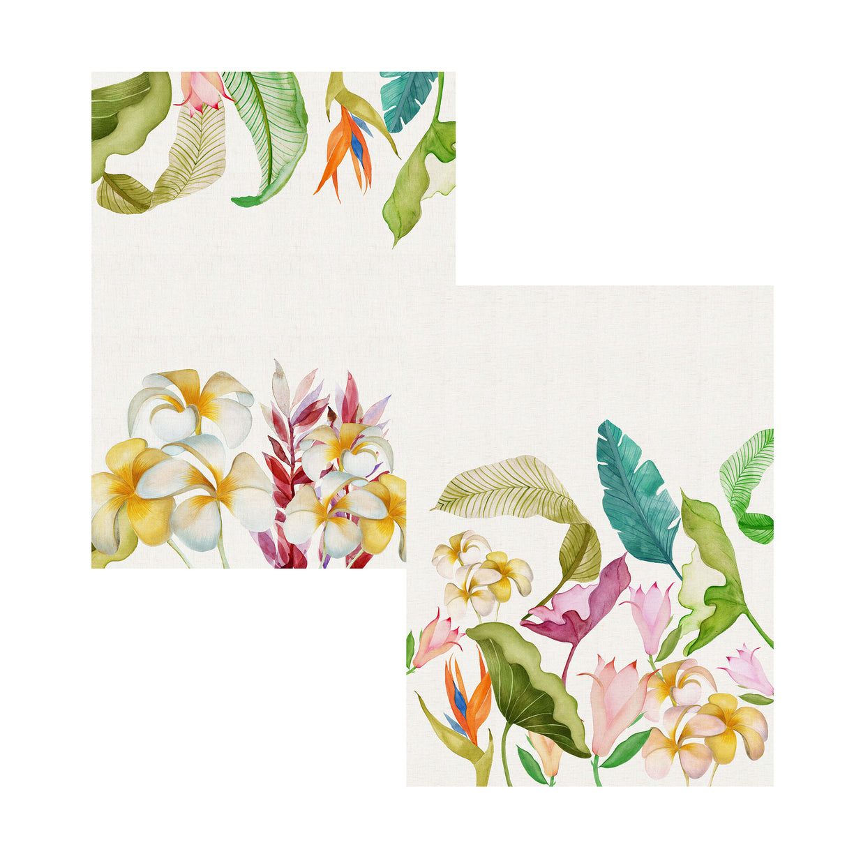 Set 2 Canovacci in Puro Cotone - Foresta Tropicale