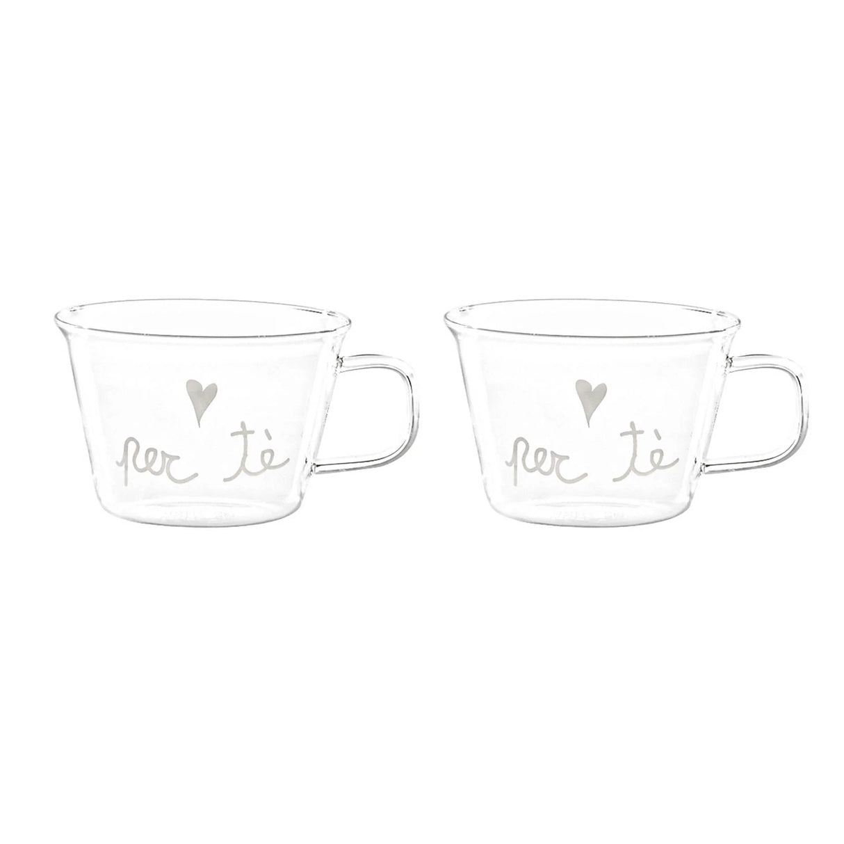 Set 2 Tazze in Vetro Borosilicato Serigrafate - Per Tè