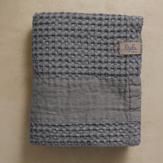 Telo da Bagno Nido d'Ape StoneWashed con Bordo in Lino - Jaspy