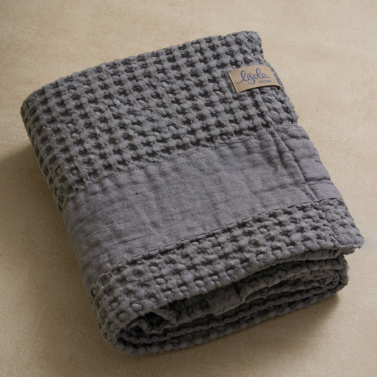 Telo da Bagno Nido d'Ape StoneWashed con Bordo in Lino - Jaspy