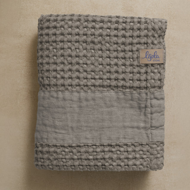 Telo da Bagno Nido d'Ape StoneWashed con Bordo in Lino - Jaspy
