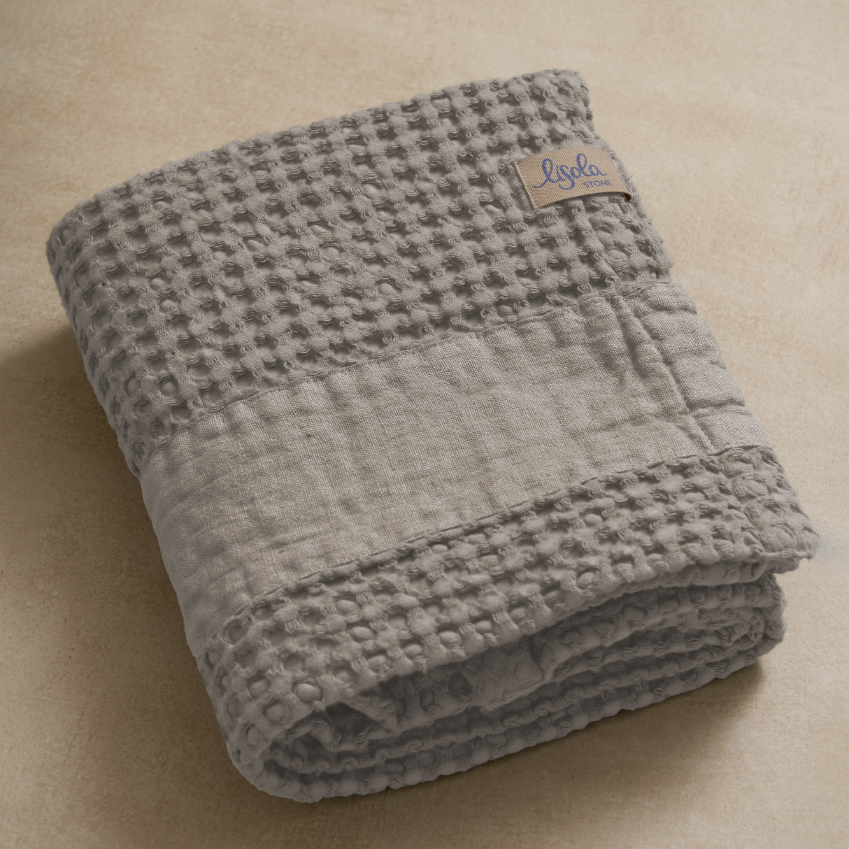 Telo da Bagno Nido d'Ape StoneWashed con Bordo in Lino - Jaspy