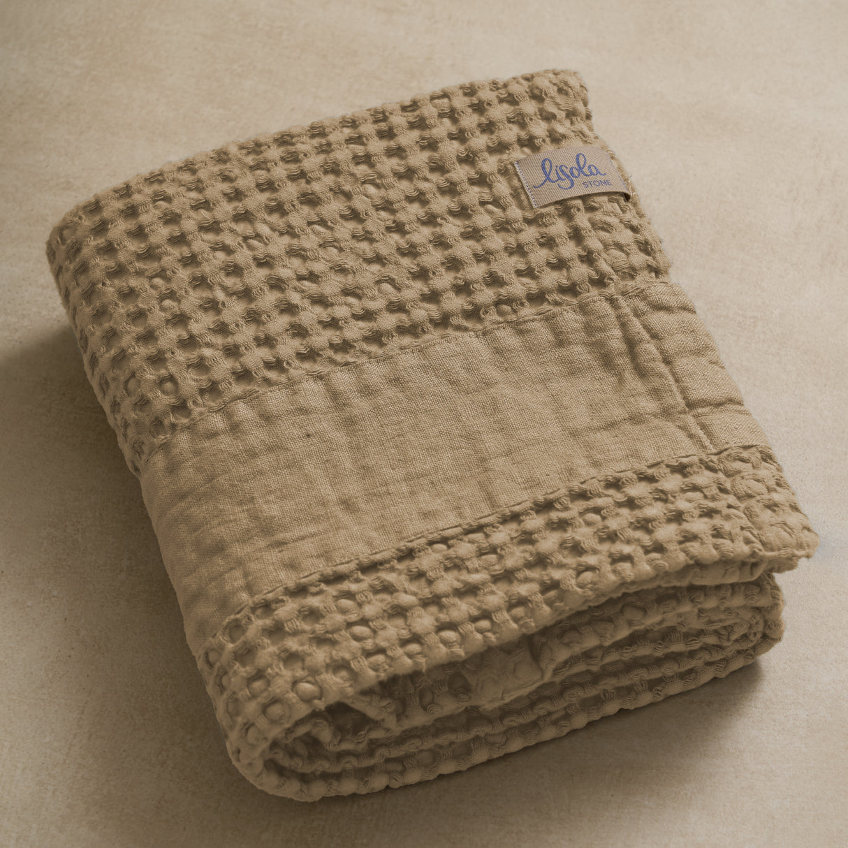 Telo da Bagno Nido d'Ape StoneWashed con Bordo in Lino - Jaspy