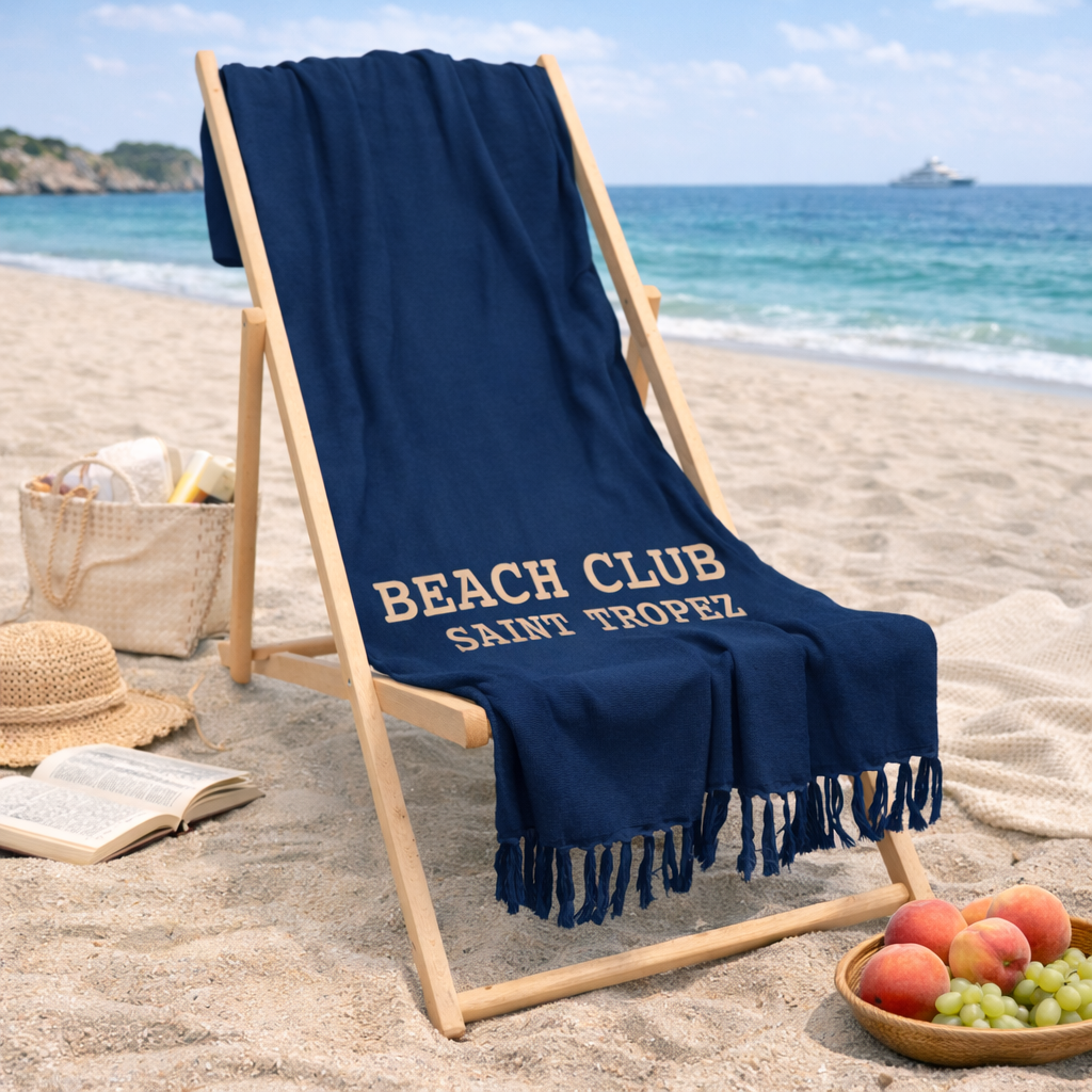 Telo Mare in Spugna di Cotone Tinta Unita - Beach Club