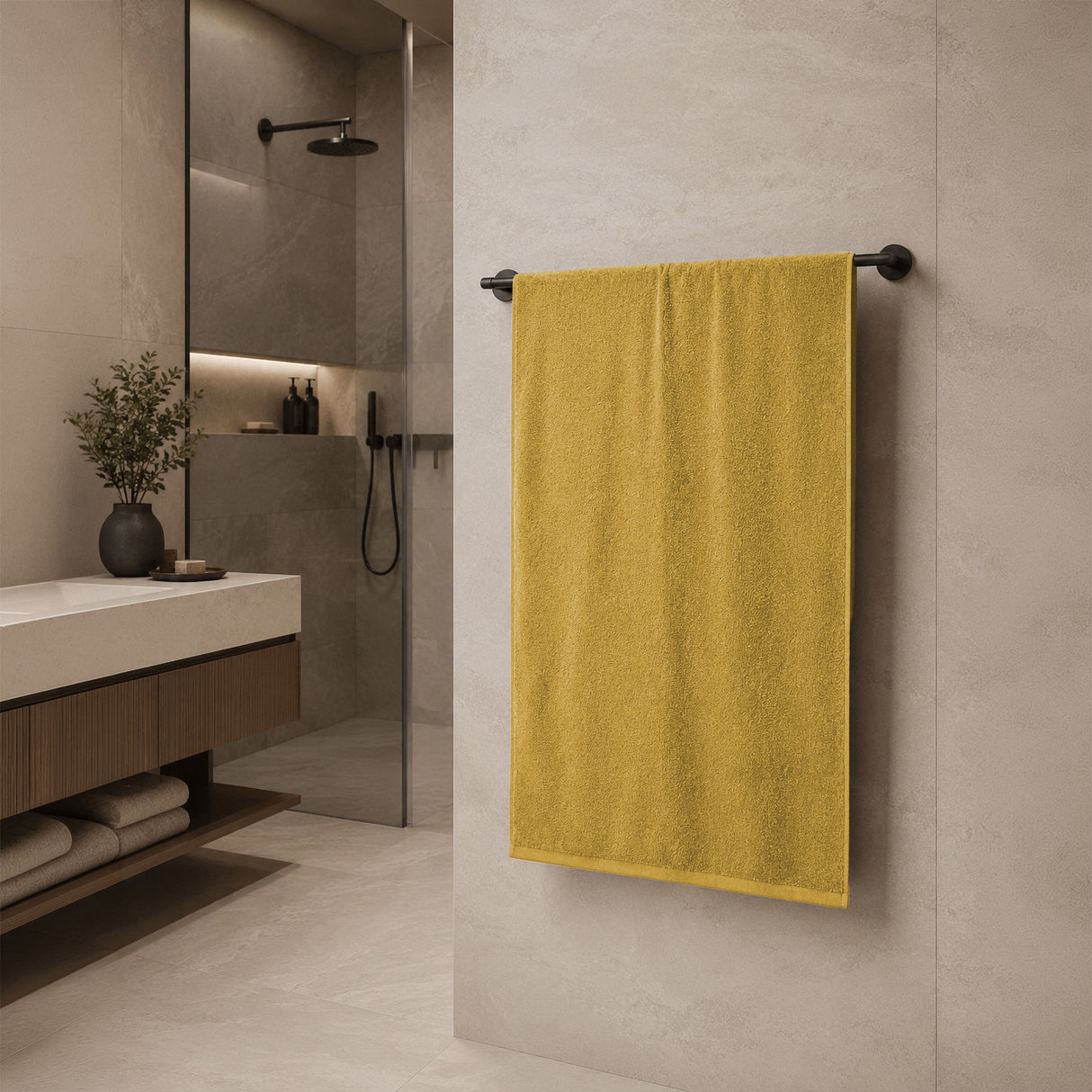 Telo da bagno in Spugna di Cotone Tinta Unita - Perla