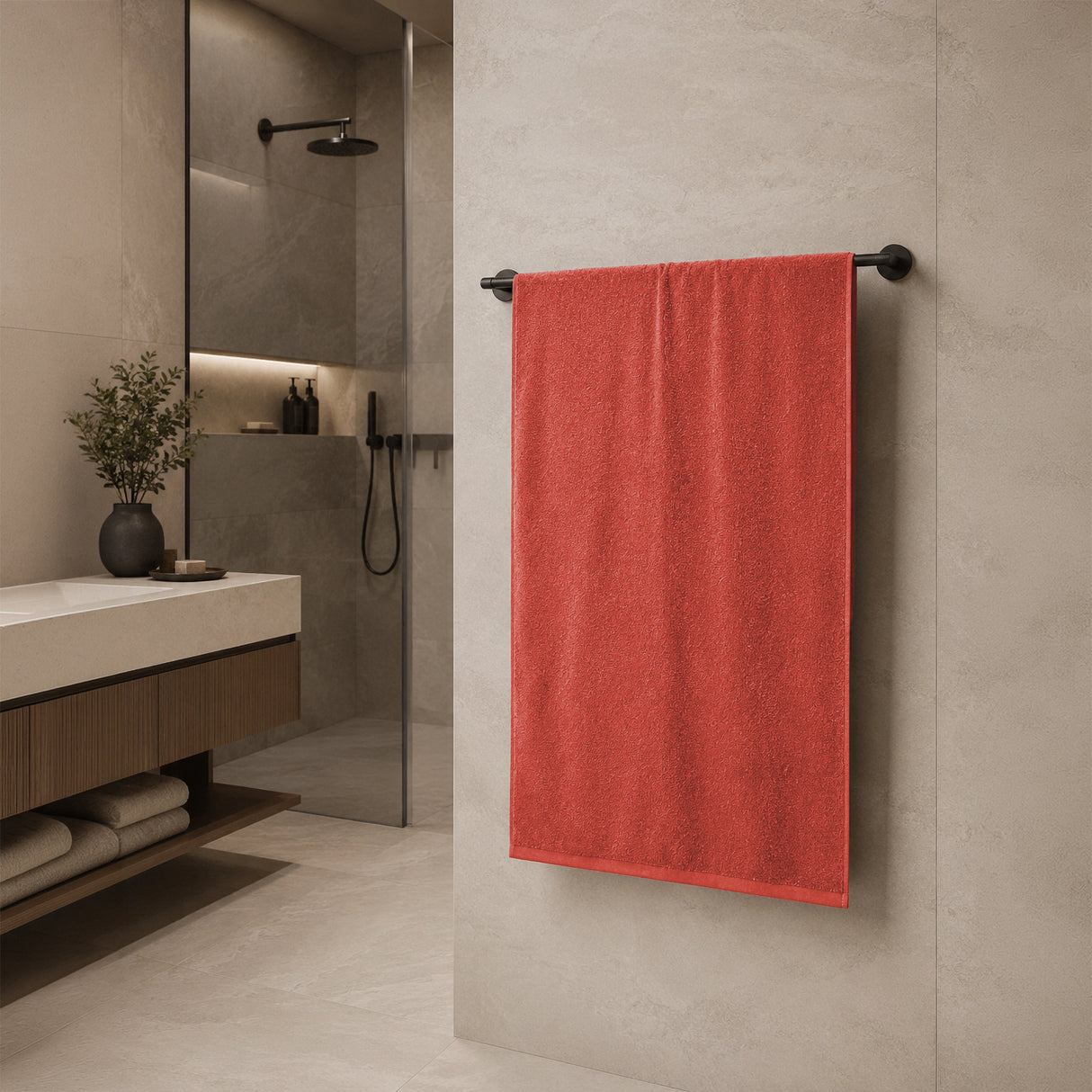Telo da bagno in Spugna di Cotone Tinta Unita - Perla