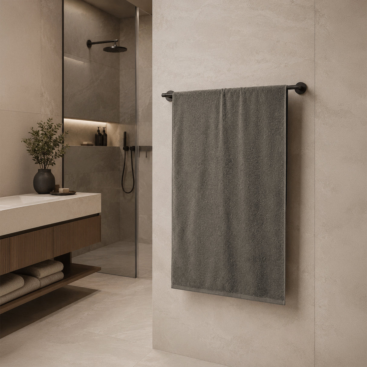Telo da bagno in Spugna di Cotone Tinta Unita - Perla