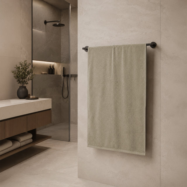 Telo da bagno in Spugna di Cotone Tinta Unita - Perla