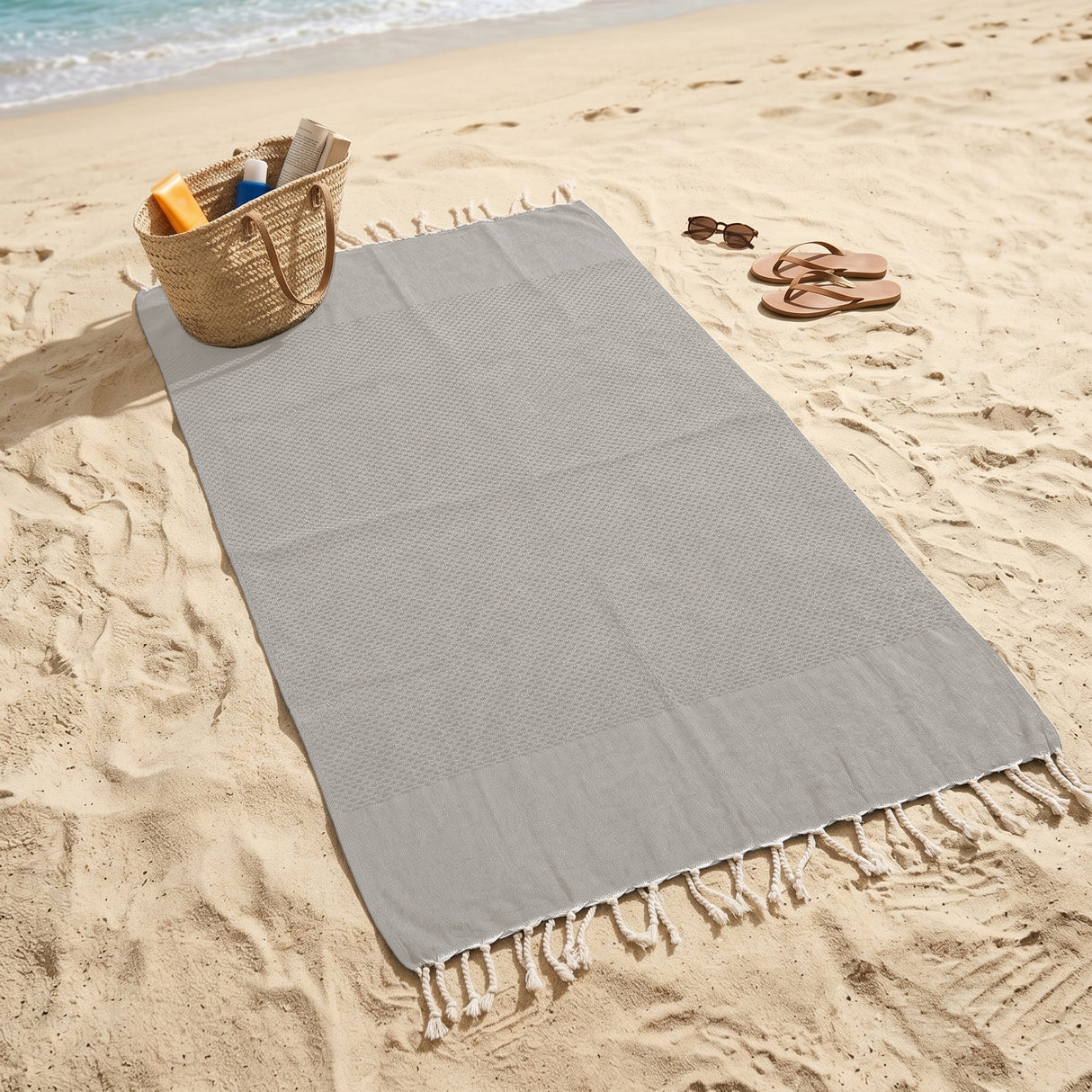 Telo Mare in Fouta di Puro Cotone Tinta Unita - Hammam