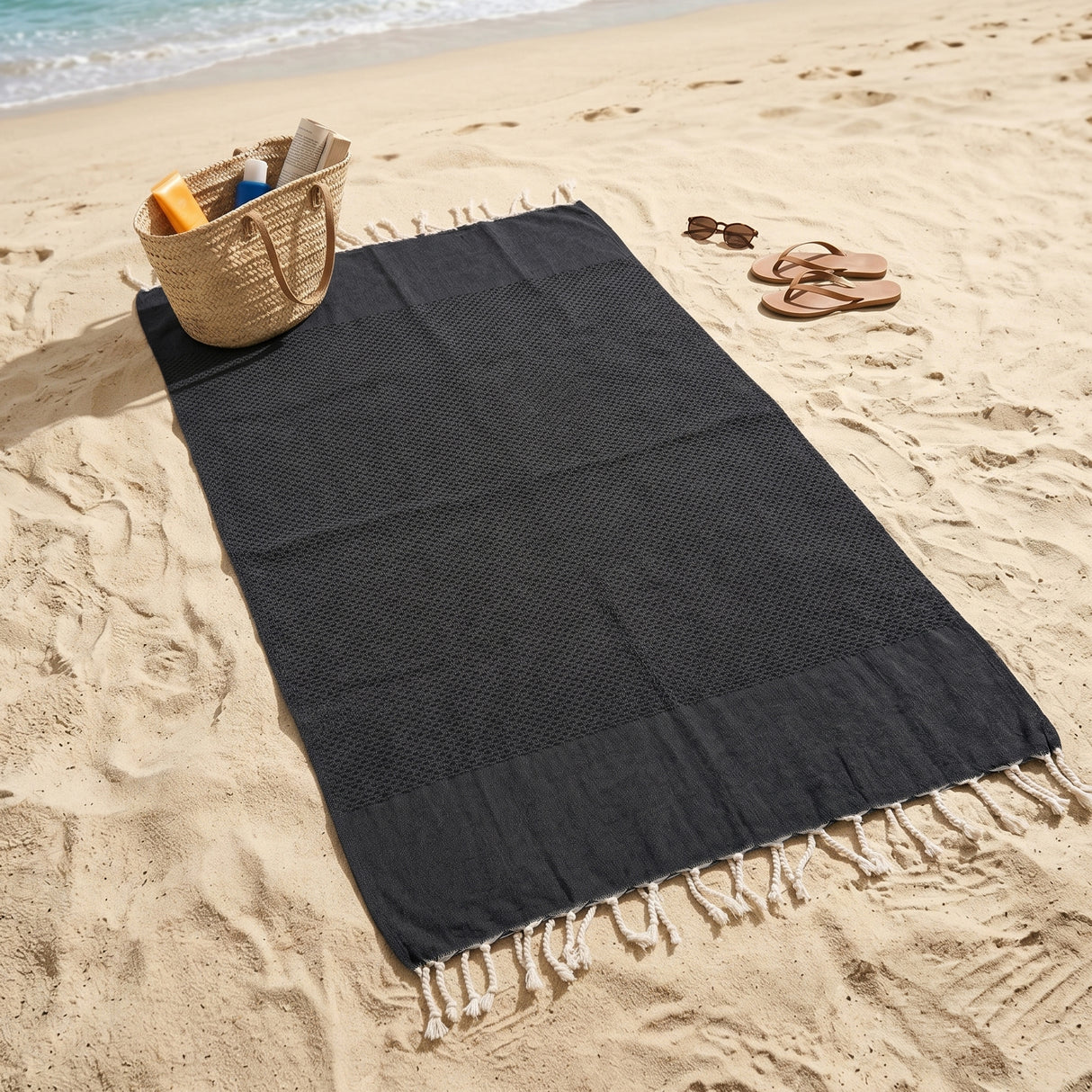 Telo Mare in Fouta di Puro Cotone Tinta Unita - Hammam