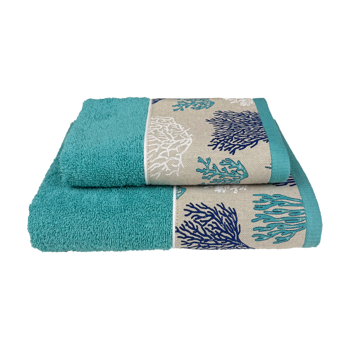 Coppia di Asciugamani in Spugna di Cotone - Vermiglio