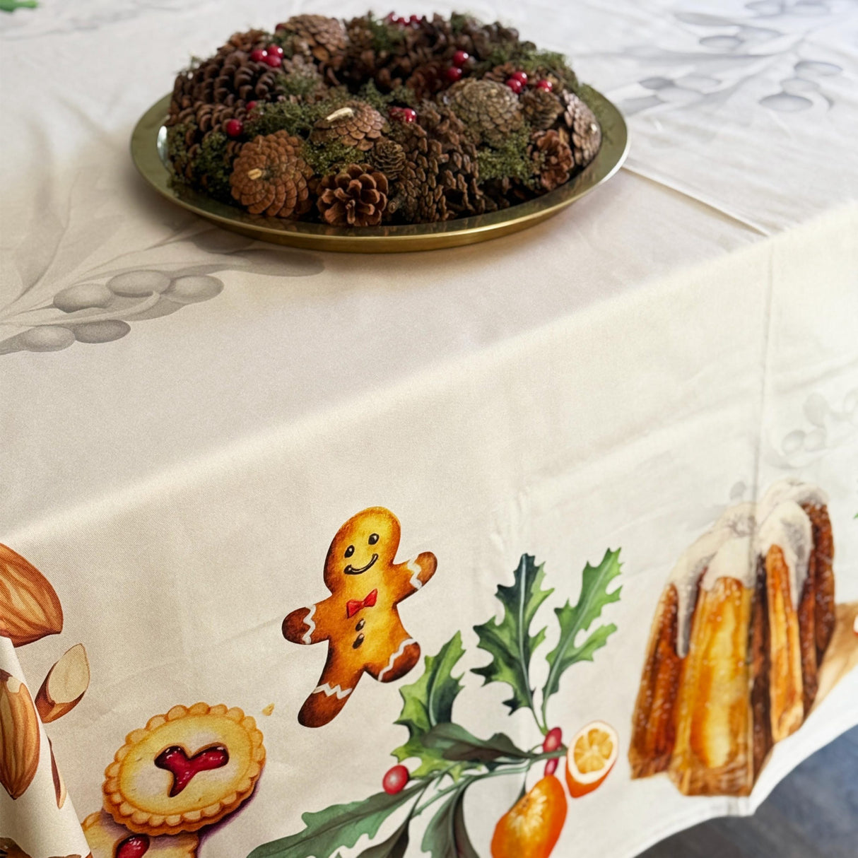 Tovaglia in Puro Cotone Fantasia Natalizia - Tavola Italiana