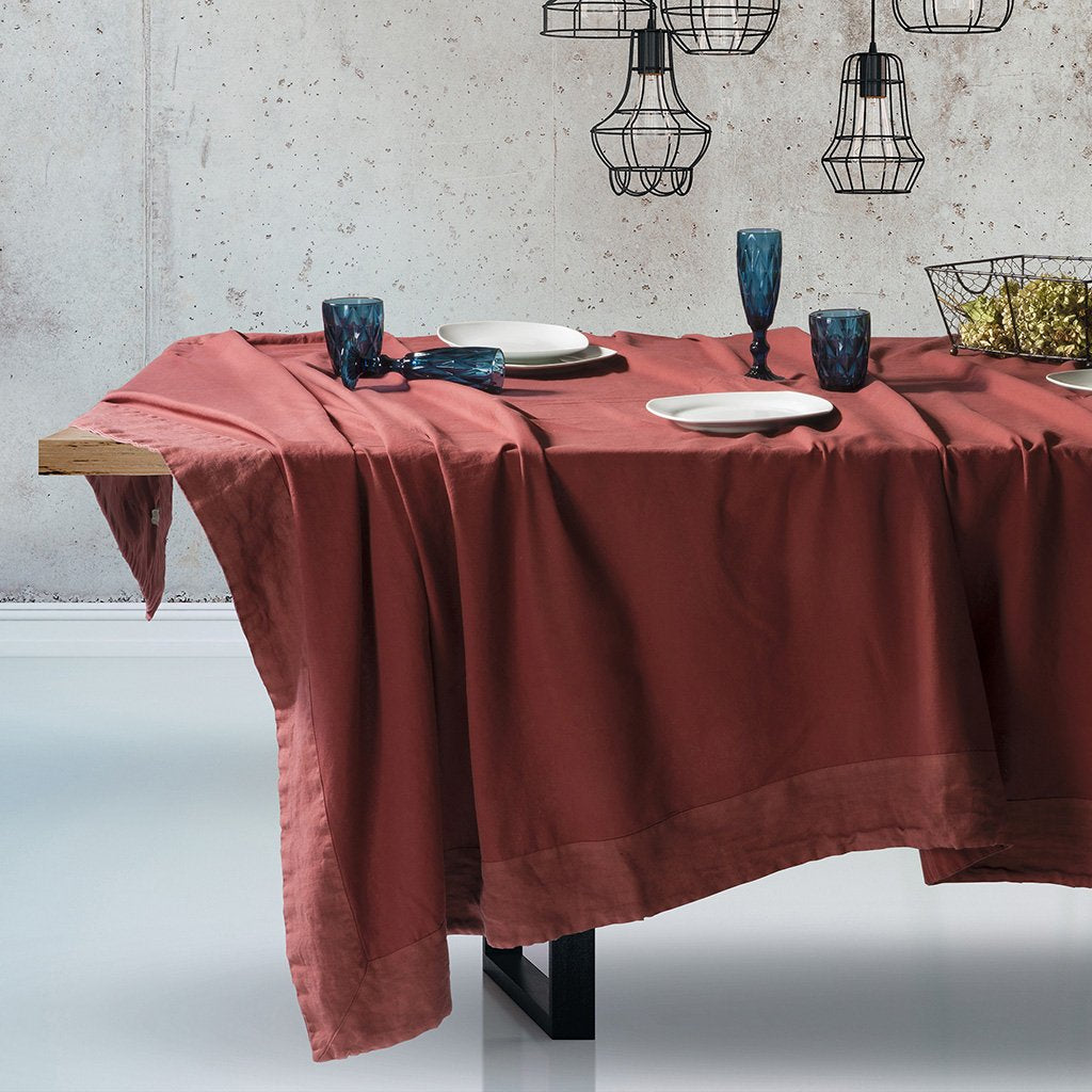 Tovaglia Cotone con Bordo in Lino StoneWashed NO STIRO - Loira
