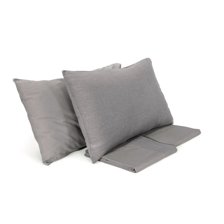 Completo Copripiumino Cotone e Lino StoneWashed No Stiro - Loira