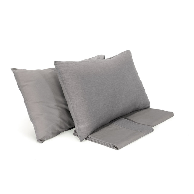 Completo Lenzuola Cotone e Lino StoneWashed No Stiro - Loira