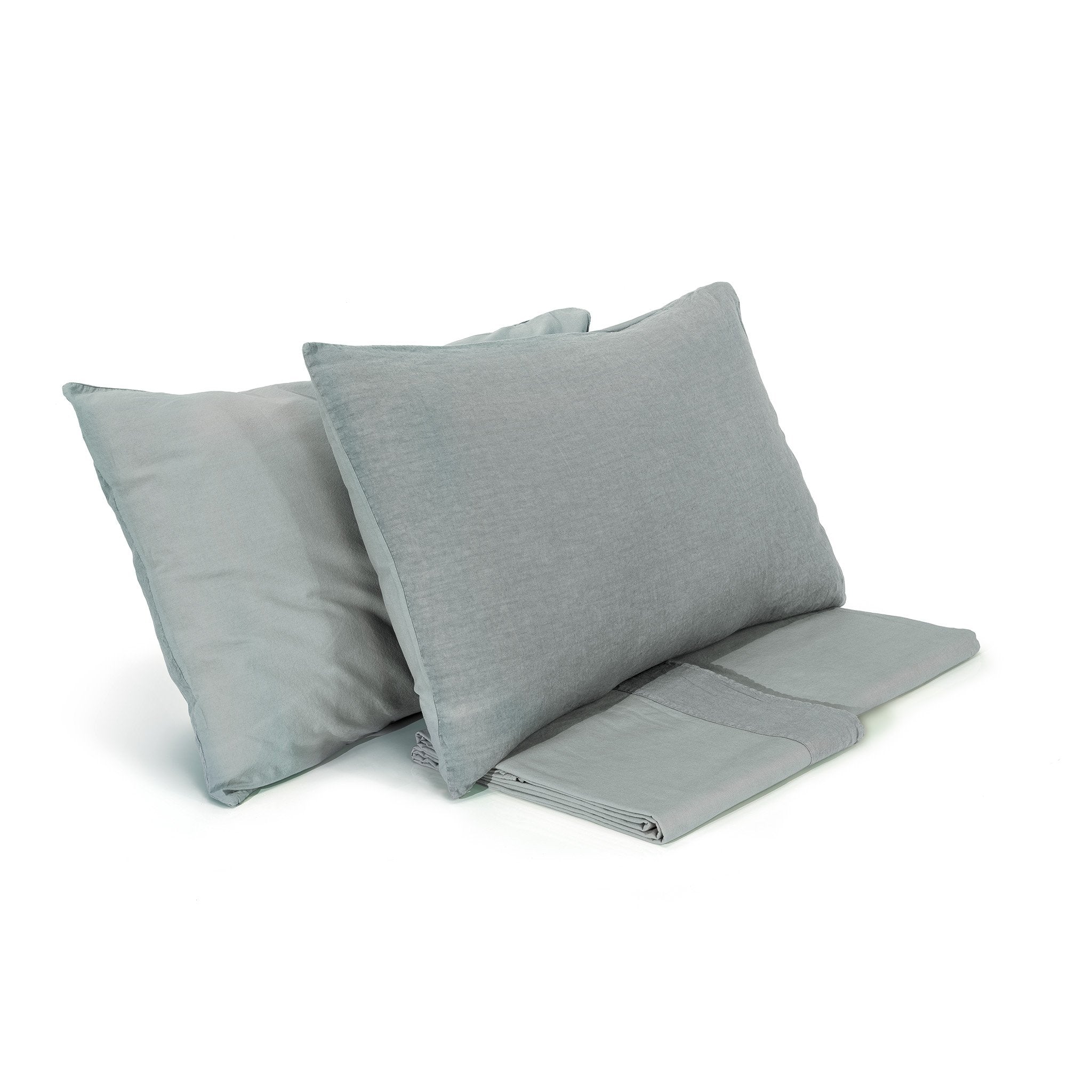 Completo Copripiumino Cotone e Lino StoneWashed No Stiro - Loira