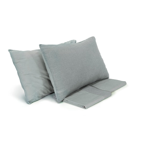 Completo Copripiumino Cotone e Lino StoneWashed No Stiro - Loira