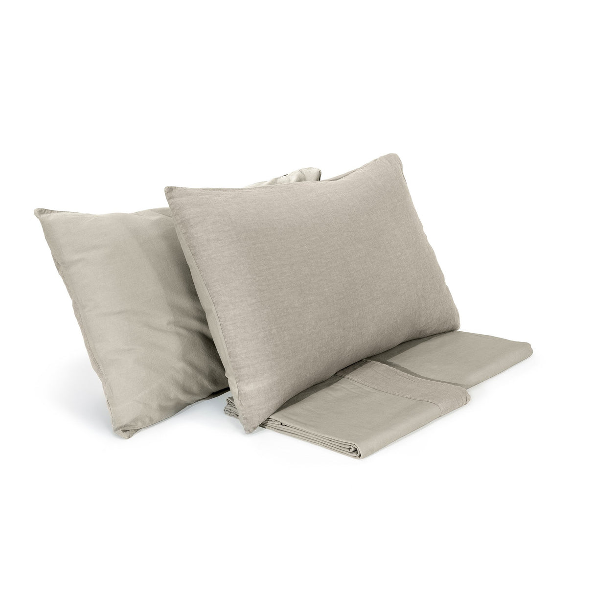 Completo Lenzuola Cotone e Lino StoneWashed No Stiro - Loira