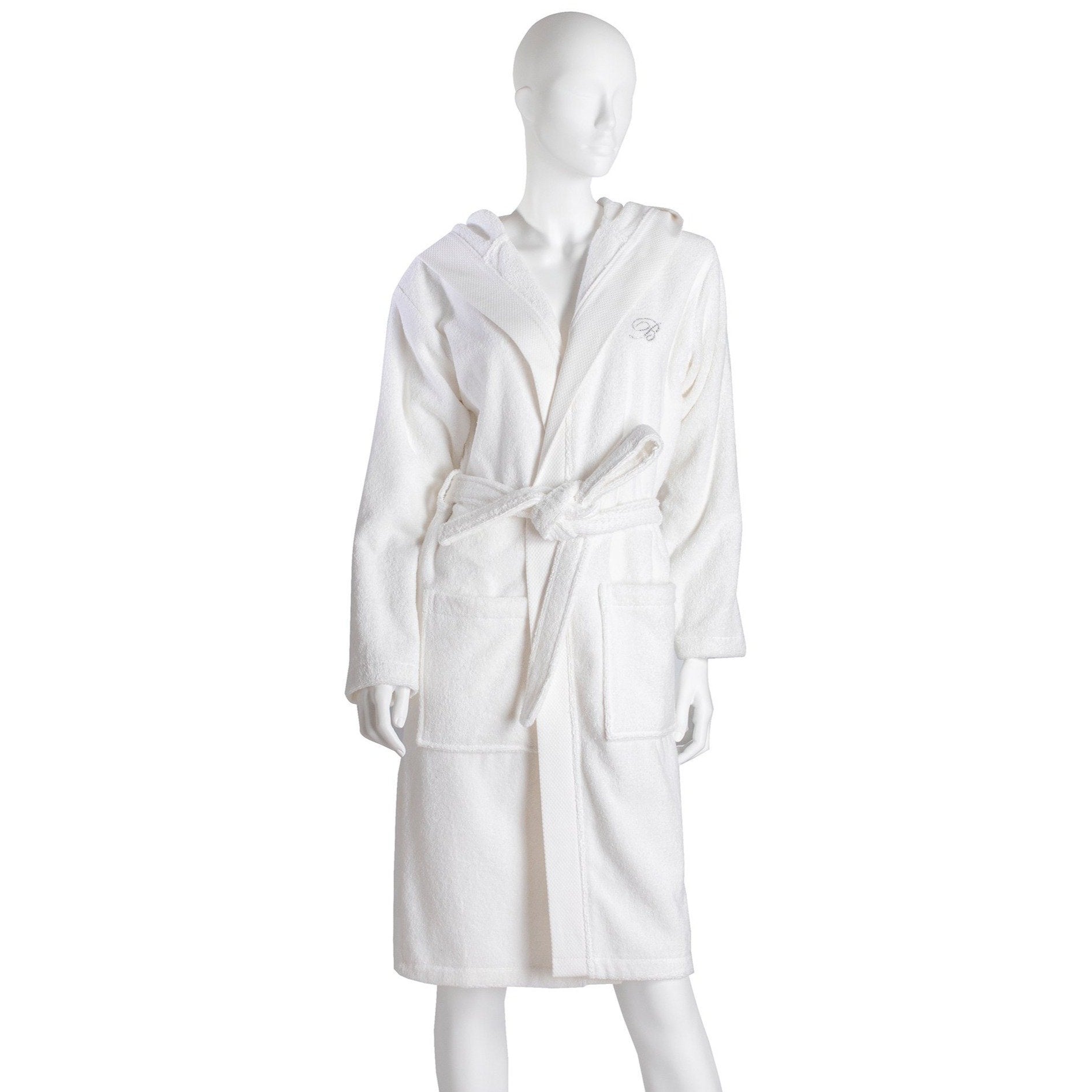 Accappatoio in Spugna di Cotone con Cappuccio Benessere Blumarine Bianco